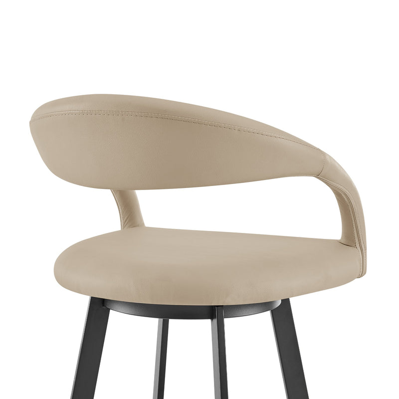 Ramona 26" Swivel Counter Stool with Matte Black Iron and Beige Faux Leather - Furniture City (CA)l