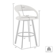 Ramona 26" Swivel Counter Stool with Matte Black Iron and Beige Faux Leather - Furniture City (CA)l