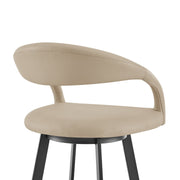 Ramona 30" Swivel Bar Stool with Matte Black Iron and Beige Faux Leather - Furniture City (CA)l
