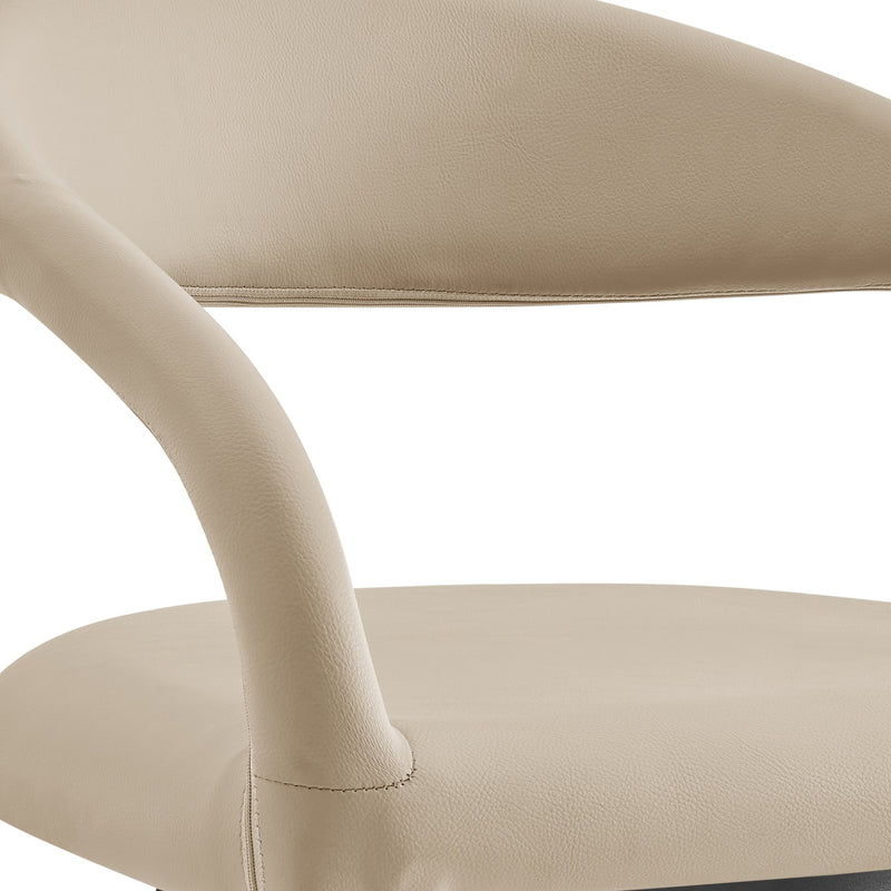 Ramona 30" Swivel Bar Stool with Matte Black Iron and Beige Faux Leather - Furniture City (CA)l