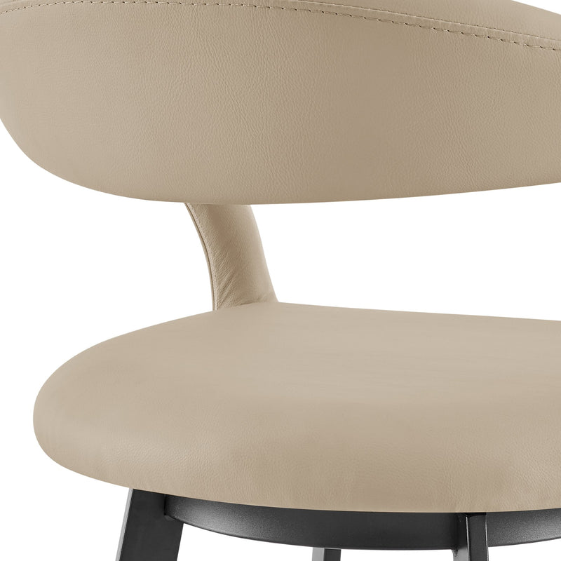 Ramona 30" Swivel Bar Stool with Matte Black Iron and Beige Faux Leather - Furniture City (CA)l