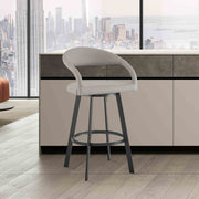 Ramona 26" Swivel Counter Stool with Matte Black Iron and Light Gray Faux Leather - Furniture City (CA)l