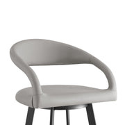 Ramona 26" Swivel Counter Stool with Matte Black Iron and Light Gray Faux Leather - Furniture City (CA)l