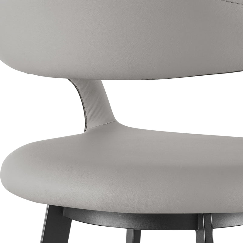 Ramona 26" Swivel Counter Stool with Matte Black Iron and Light Gray Faux Leather - Furniture City (CA)l