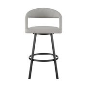 Ramona 30" Swivel Bar Stool with Matte Black Iron and Light Gray Faux Leather - Furniture City (CA)l