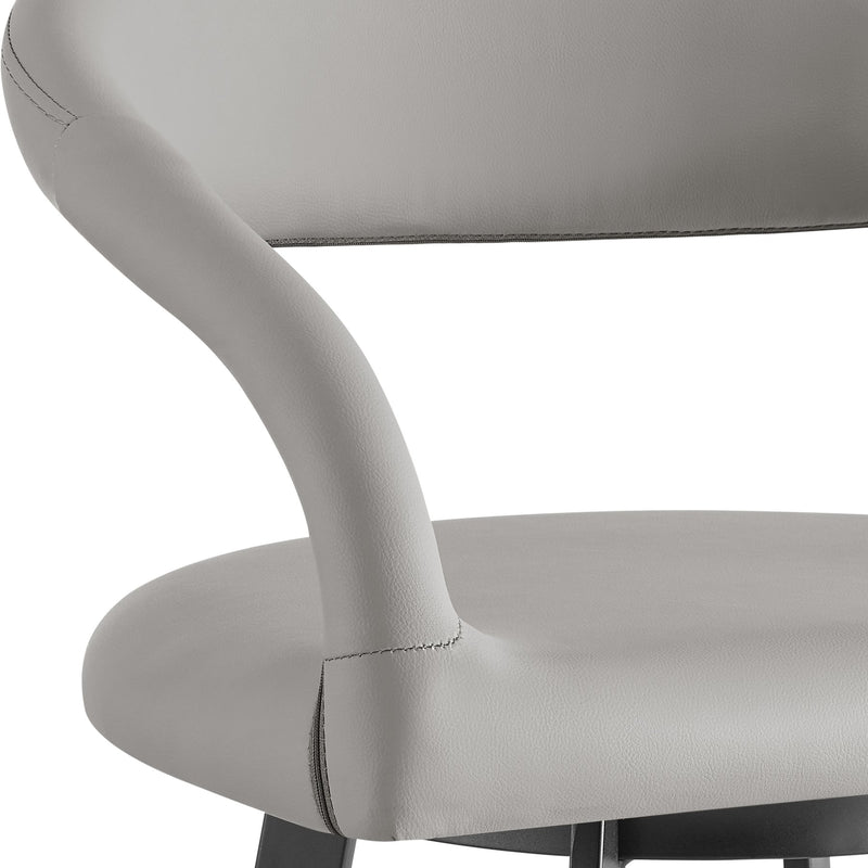 Ramona 30" Swivel Bar Stool with Matte Black Iron and Light Gray Faux Leather - Furniture City (CA)l