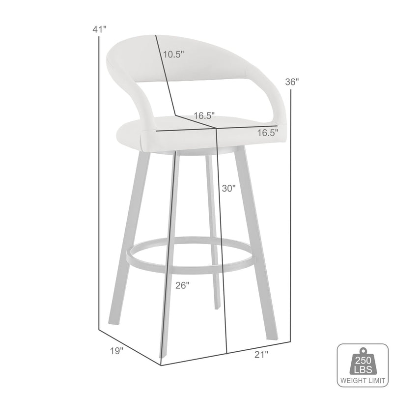 Ramona 30" Swivel Bar Stool with Matte Black Iron and Light Gray Faux Leather - Furniture City (CA)l