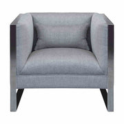 Royce Contemporary Chair With Polished Stainless Steel and Gray Fabric - Furniture City (CA)l