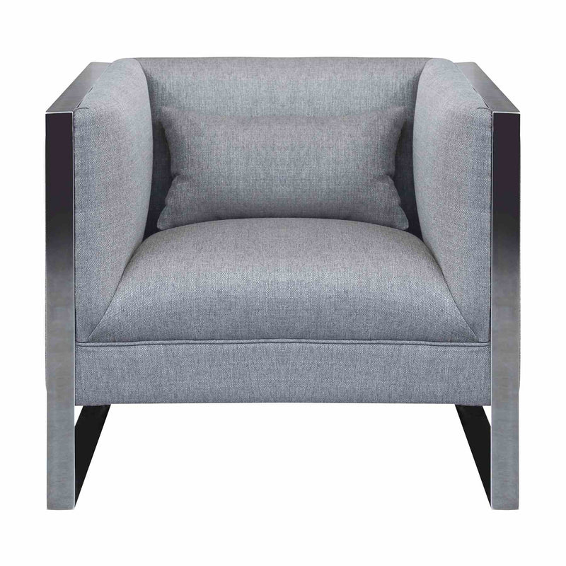 Royce Contemporary Chair With Polished Stainless Steel and Gray Fabric - Furniture City (CA)l