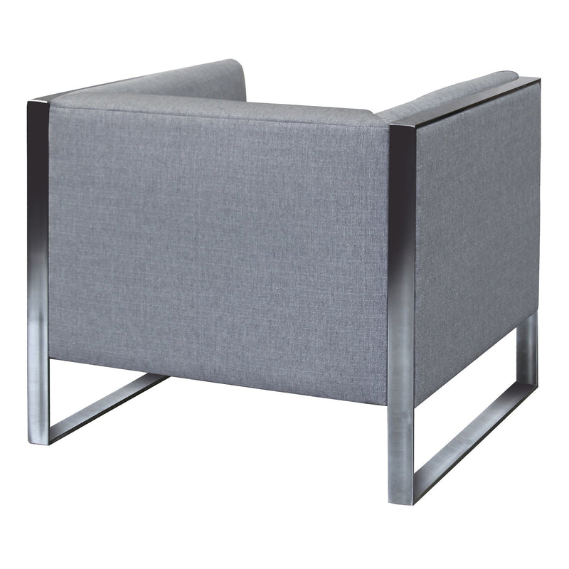 Royce Contemporary Chair With Polished Stainless Steel and Gray Fabric - Furniture City (CA)l