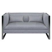 Royce Contemporary Loveseat with Polished Stainless Steel and Gray Fabric - Furniture City (CA)l