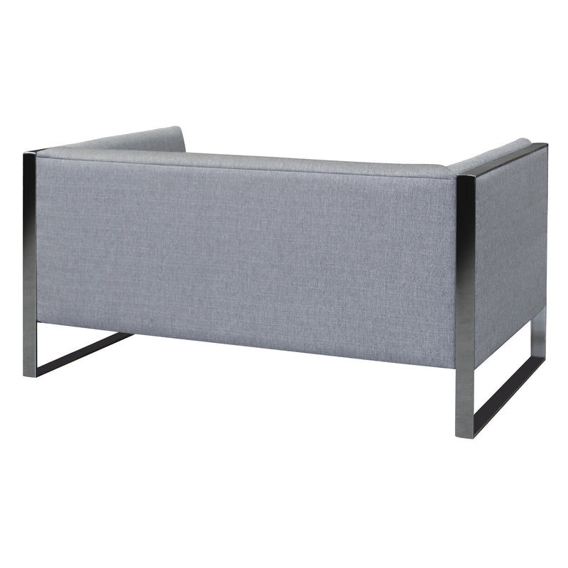 Royce Contemporary Loveseat with Polished Stainless Steel and Gray Fabric - Furniture City (CA)l