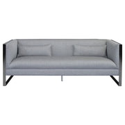 Royce Contemporary Sofa with Polished Stainless Steel and Gray Fabric - Furniture City (CA)l