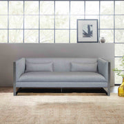 Royce Contemporary Sofa with Polished Stainless Steel and Gray Fabric - Furniture City (CA)l