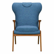 Ryder Mid-Century Accent Chair in Champagne Ash Wood Finish and Blue Fabric - Furniture City (CA)l