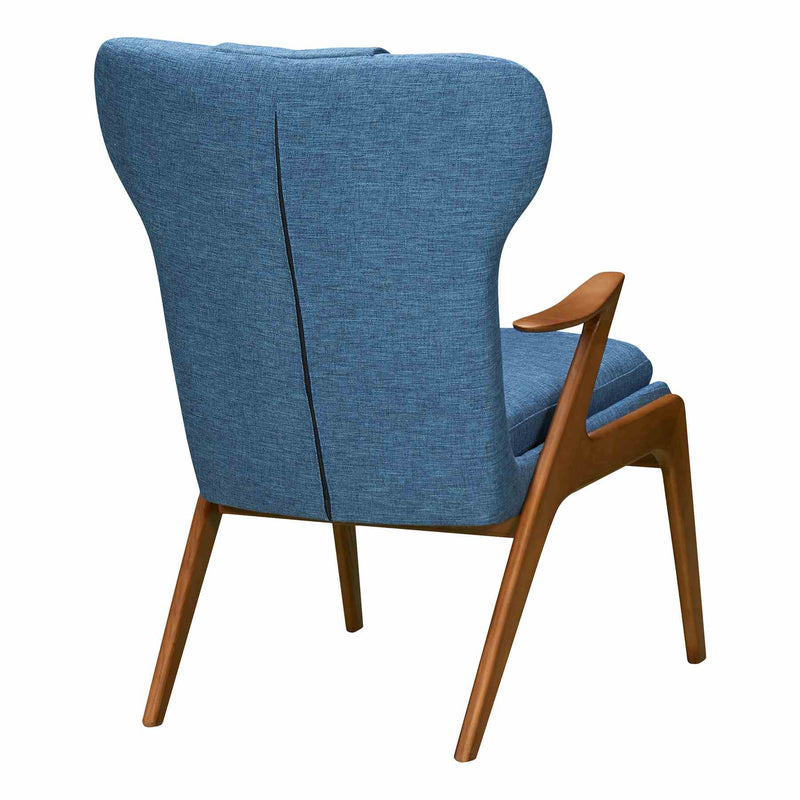Ryder Mid-Century Accent Chair in Champagne Ash Wood Finish and Blue Fabric - Furniture City (CA)l