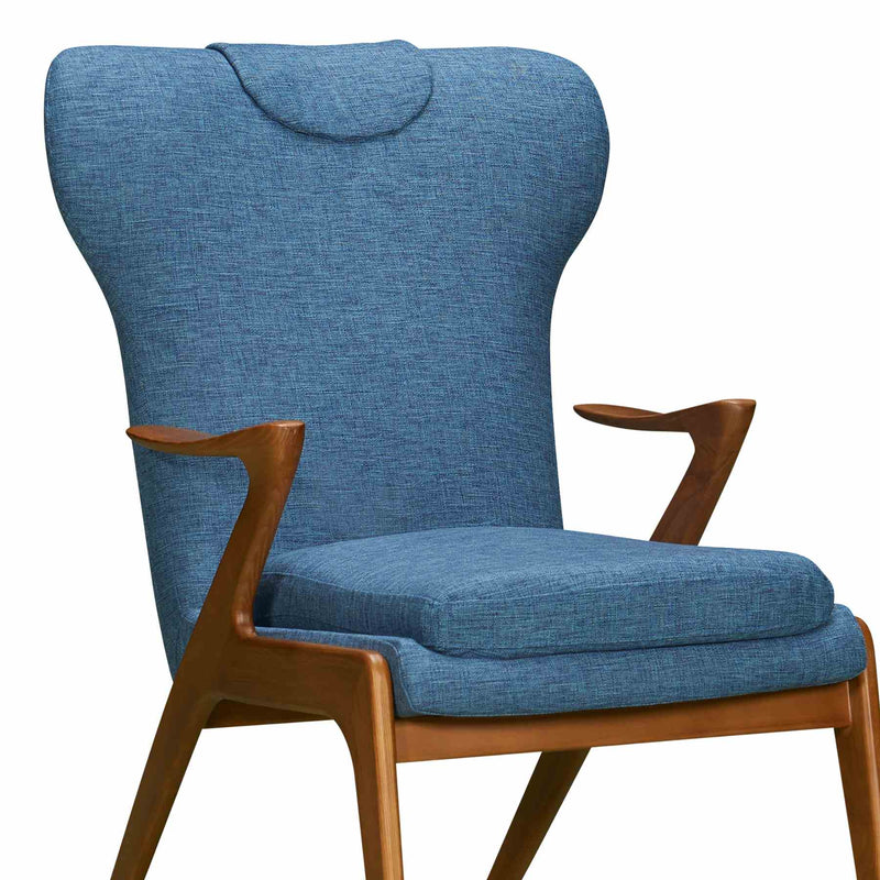 Ryder Mid-Century Accent Chair in Champagne Ash Wood Finish and Blue Fabric - Furniture City (CA)l