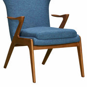Ryder Mid-Century Accent Chair in Champagne Ash Wood Finish and Blue Fabric - Furniture City (CA)l