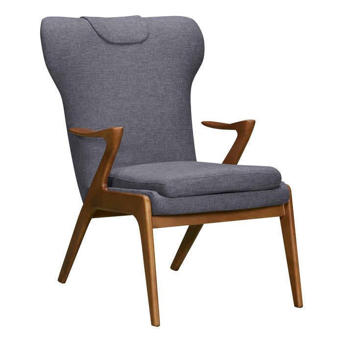 Ryder Mid-Century Accent Chair in Champagne Ash Wood Finish and Dark Gray Fabric