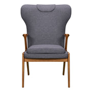 Ryder Mid-Century Accent Chair in Champagne Ash Wood Finish and Dark Gray Fabric - Furniture City (CA)l