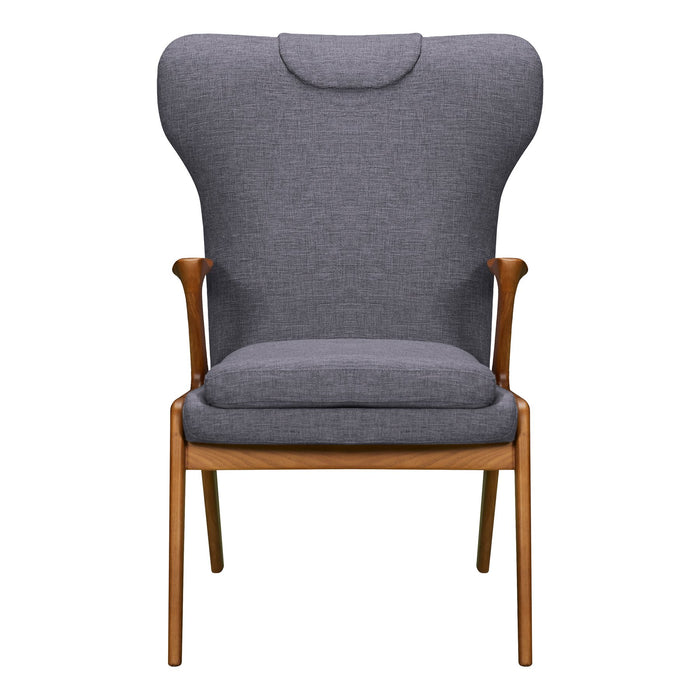 Ryder Mid-Century Accent Chair in Champagne Ash Wood Finish and Dark Gray Fabric