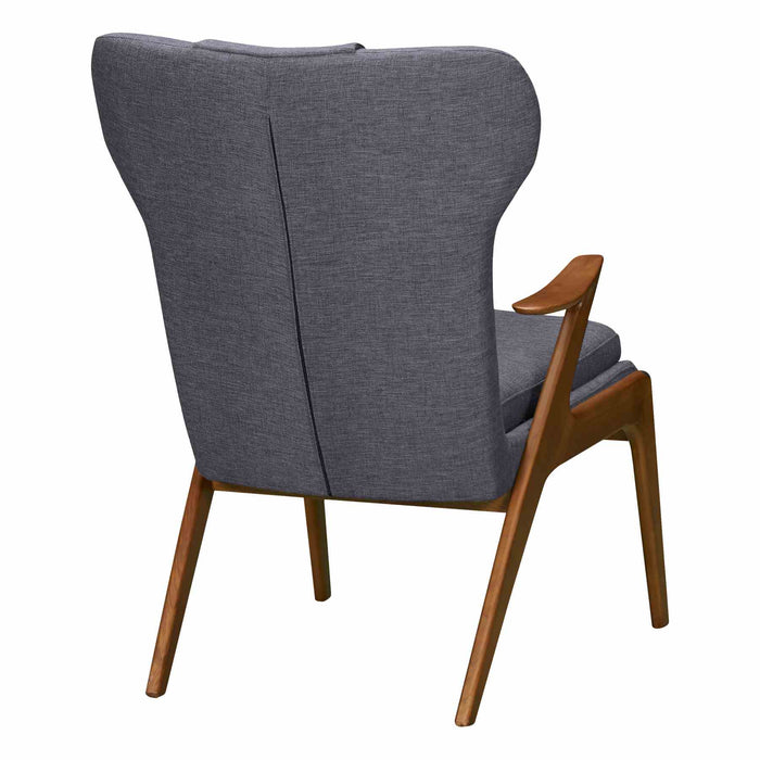 Ryder Mid-Century Accent Chair in Champagne Ash Wood Finish and Dark Gray Fabric