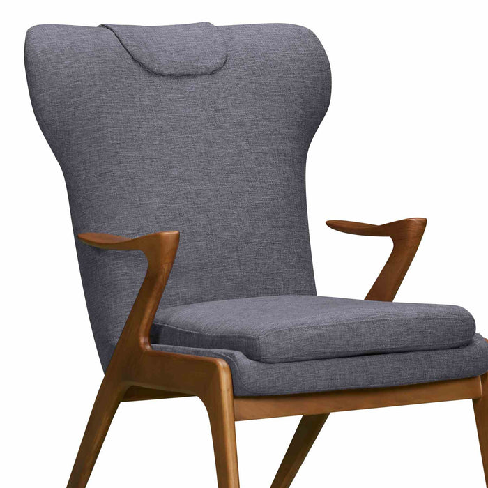 Ryder Mid-Century Accent Chair in Champagne Ash Wood Finish and Dark Gray Fabric