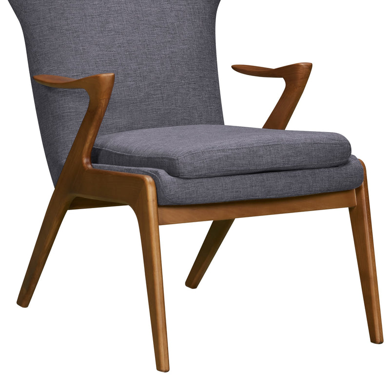 Ryder Mid-Century Accent Chair in Champagne Ash Wood Finish and Dark Gray Fabric - Furniture City (CA)l
