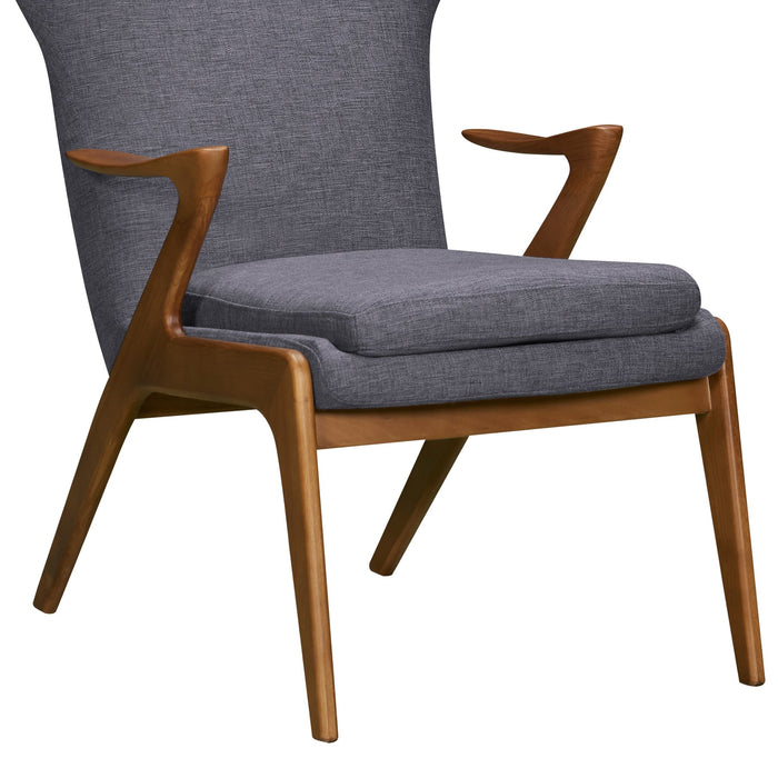Ryder Mid-Century Accent Chair in Champagne Ash Wood Finish and Dark Gray Fabric