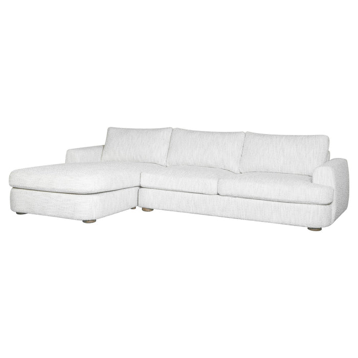 Reid 123 in. Left Arm Facing Rectangular Sectional Sofa in Snow Fleck Fabric with Round Arms
