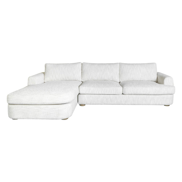 Reid 123 in. Left Arm Facing Rectangular Sectional Sofa in Snow Fleck Fabric with Round Arms