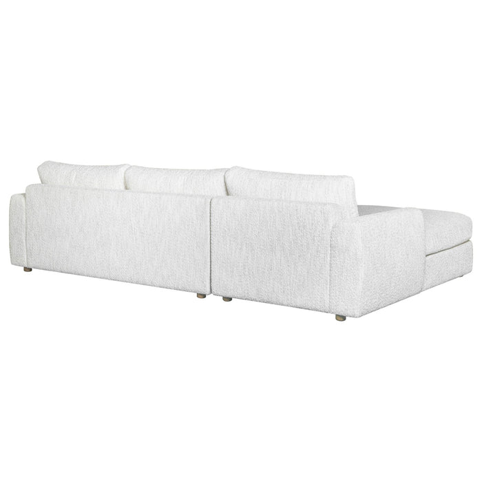 Reid 123 in. Left Arm Facing Rectangular Sectional Sofa in Snow Fleck Fabric with Round Arms