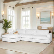 Reid 123 in. Left Arm Facing Rectangular Sectional Sofa in Snow Fleck Fabric with Round Arms - Furniture City (CA)l