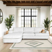 Reid 123 in. Left Arm Facing Rectangular Sectional Sofa in Snow Fleck Fabric with Round Arms - Furniture City (CA)l