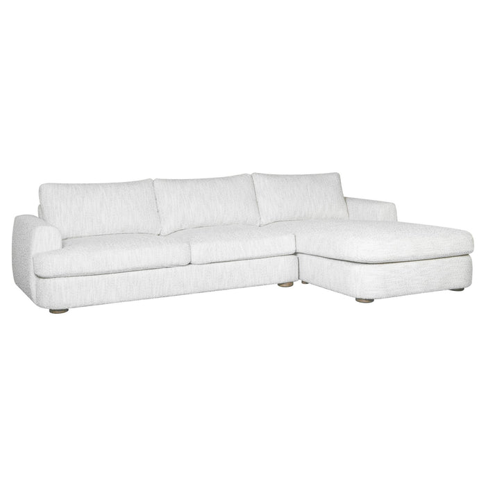 Reid 123 in. Right Arm Facing  Rectangular Sectional Sofa in Snow Fleck Fabric with Round Arms