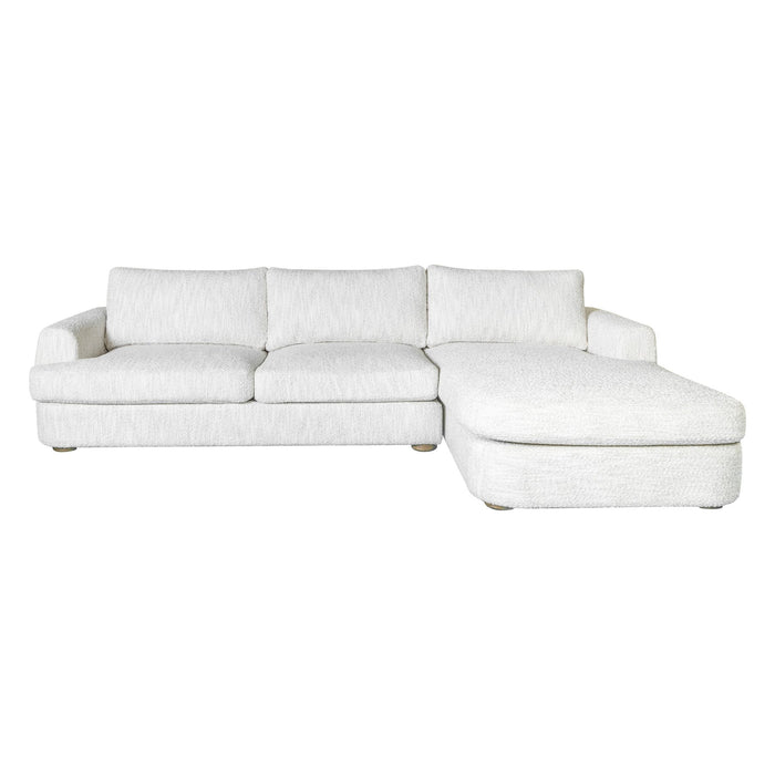 Reid 123 in. Right Arm Facing  Rectangular Sectional Sofa in Snow Fleck Fabric with Round Arms