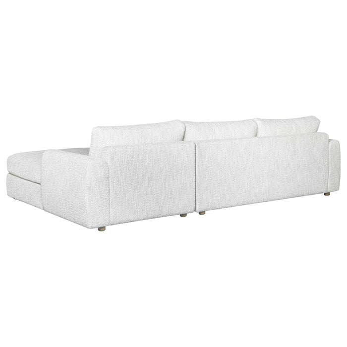 Reid 123 in. Right Arm Facing  Rectangular Sectional Sofa in Snow Fleck Fabric with Round Arms