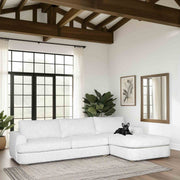 Reid 123 in. Right Arm Facing  Rectangular Sectional Sofa in Snow Fleck Fabric with Round Arms - Furniture City (CA)l