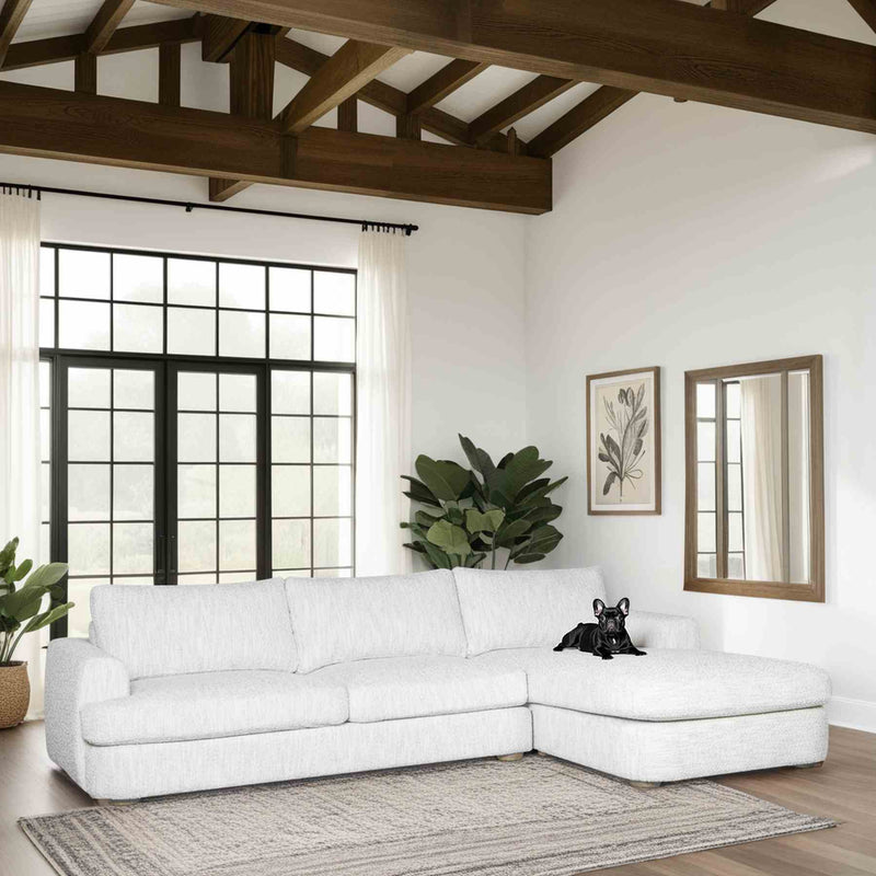 Reid 123 in. Right Arm Facing  Rectangular Sectional Sofa in Snow Fleck Fabric with Round Arms - Furniture City (CA)l