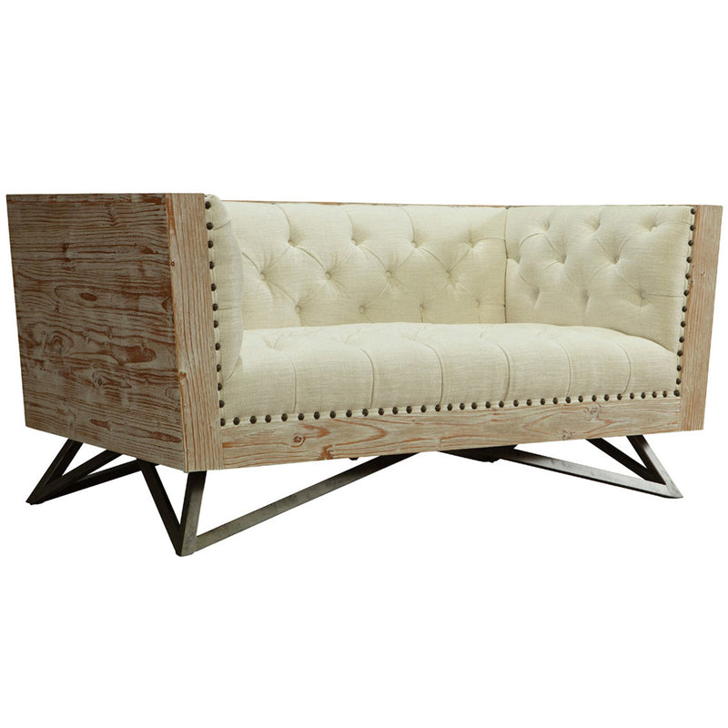 Regis Cream Loveseat With Pine Frame And Gunmetal Legs - Furniture City (CA)l