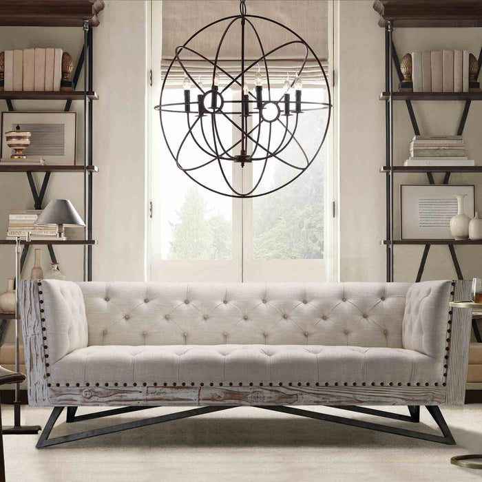 Regis Cream Sofa With Pine Frame And Gunmetal Legs