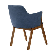 Renzo Blue Fabric and Walnut Wood Dining Side Chairs - Set of 2 - Furniture City (CA)l