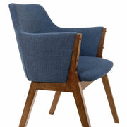 Renzo Blue Fabric and Walnut Wood Dining Side Chairs - Set of 2 - Furniture City (CA)l