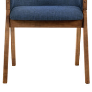 Renzo Blue Fabric and Walnut Wood Dining Side Chairs - Set of 2 - Furniture City (CA)l