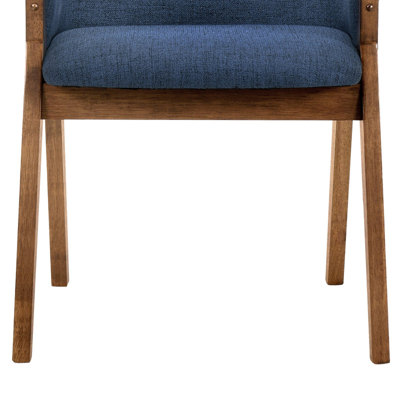 Renzo Blue Fabric and Walnut Wood Dining Side Chairs - Set of 2 - Furniture City (CA)l