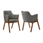Renzo Charcoal Fabric and Walnut Wood Dining Side Chairs - Set of 2 - Furniture City (CA)l