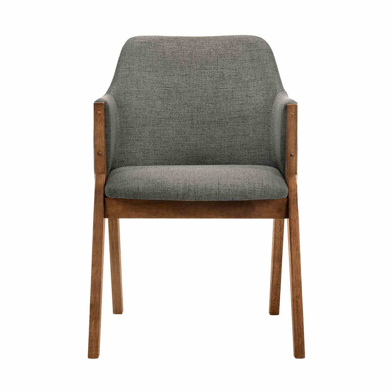 Renzo Charcoal Fabric and Walnut Wood Dining Side Chairs - Set of 2 - Furniture City (CA)l