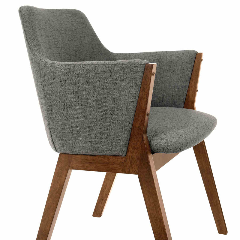 Renzo Charcoal Fabric and Walnut Wood Dining Side Chairs - Set of 2 - Furniture City (CA)l