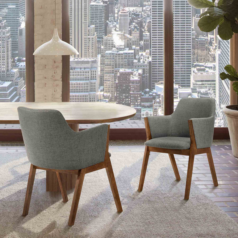Renzo Charcoal Fabric and Walnut Wood Dining Side Chairs - Set of 2 - Furniture City (CA)l