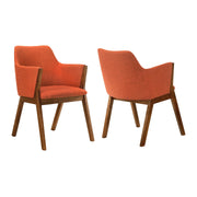 Renzo Orange Fabric and Walnut Wood Dining Side Chairs - Set of 2 - Furniture City (CA)l